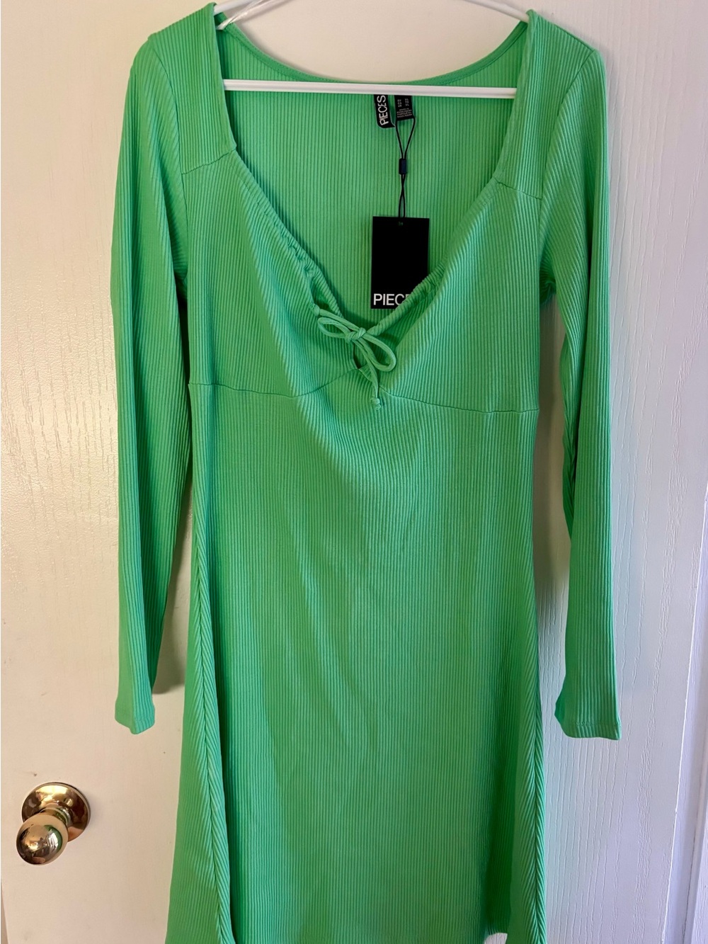 PCTEGAN COTTON TIE DRESS - Green